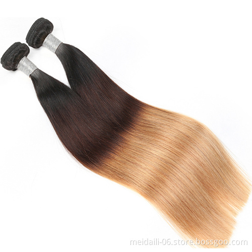 Brazilian ombre hair extensions 1b/4/27 ombre virgin peruvian straight human hair weave bundles cuticle aligned  virgin hair
